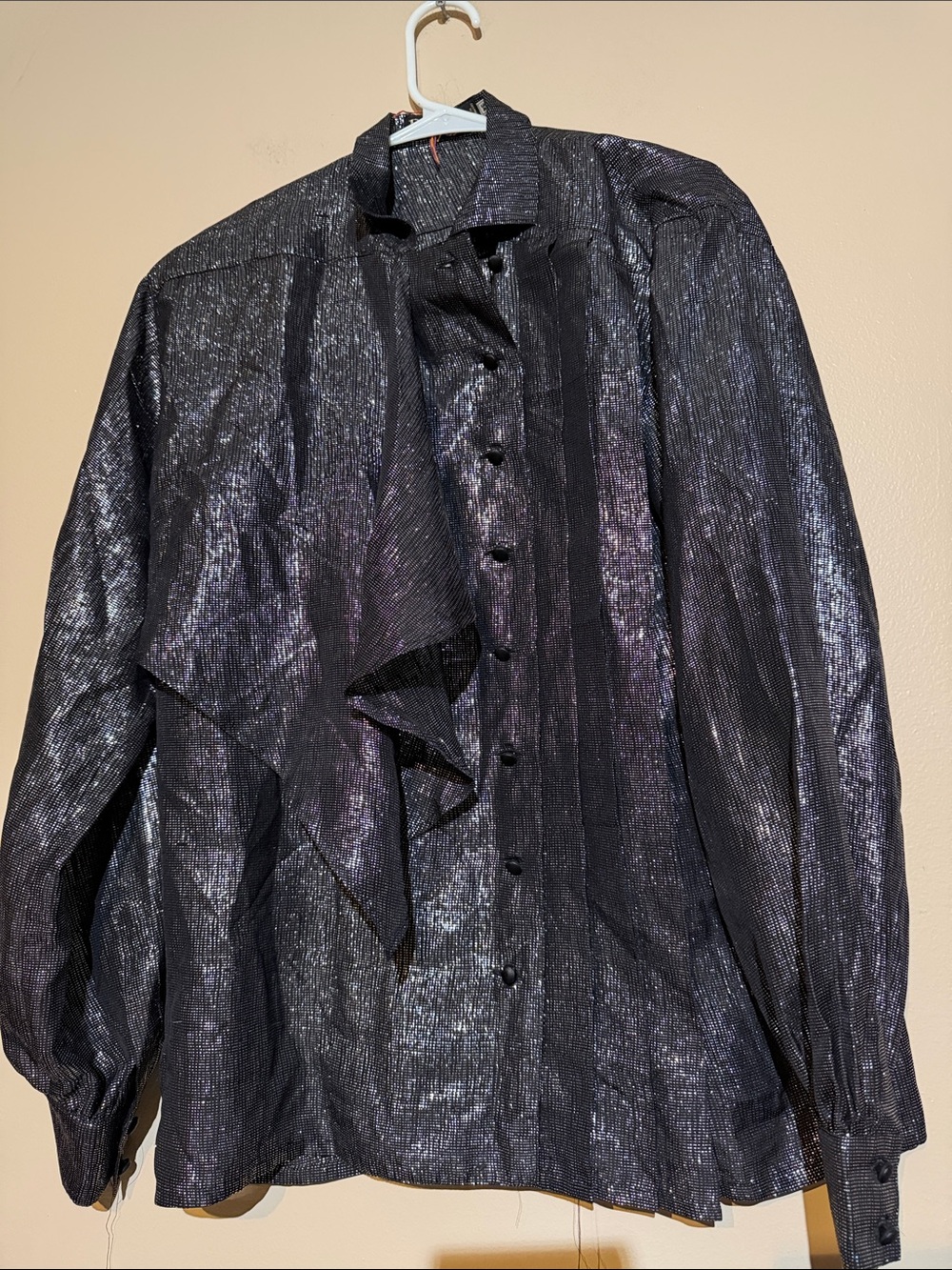Vintage Escada silk Iridescent Black Dress Shirt